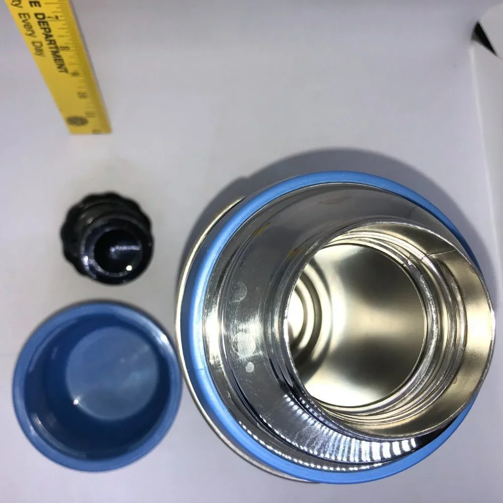 Trudeau Vacuum Insulated 12 HR Thermos‎ Stainless Steel & Blue